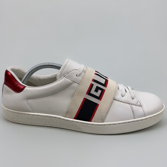 GUCCI Ace Stripe low top sneaker white leather 8 G 8.5 US 42 EUR 523469 - Picture 7 of 14